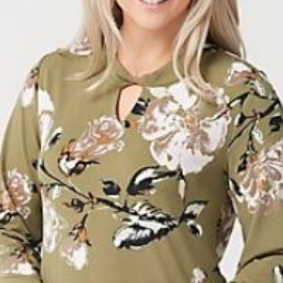 Denim & Co Printed Long-Sleeve Top with Keyhole - Picture 3 of 3